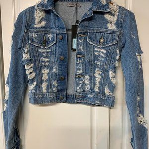 NWT Carmar XS Ripped Cropped Jean Jacket